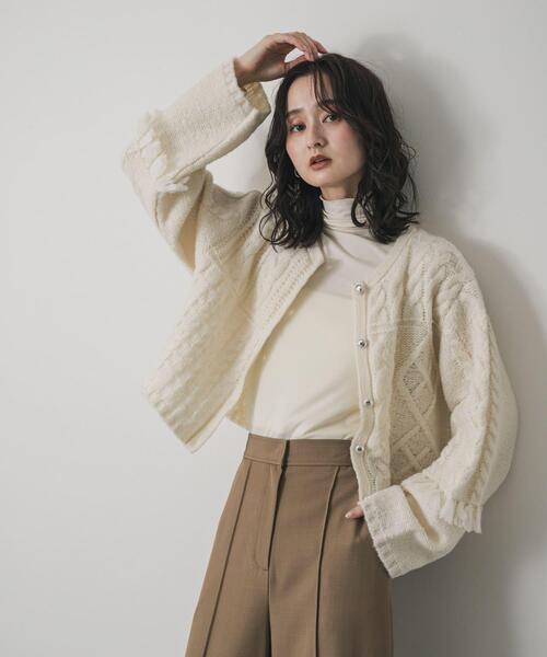 SENSE OF PLACE by URBAN RESEARCH カーディガン パッチワークケーブル