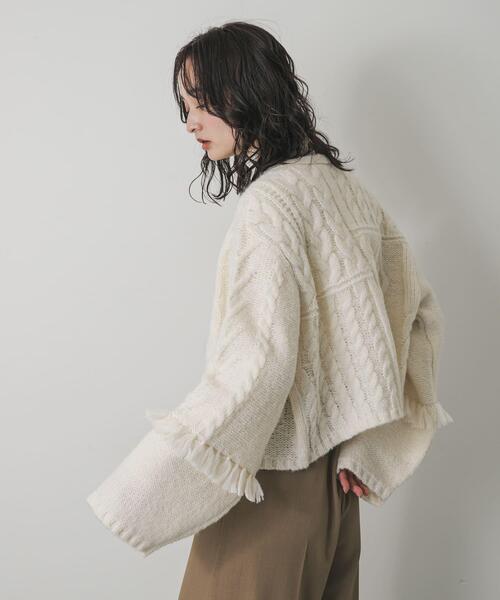 SENSE OF PLACE by URBAN RESEARCH カーディガン パッチワークケーブル