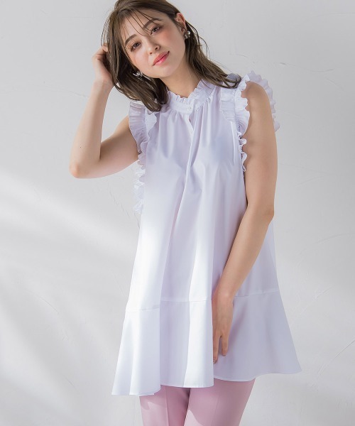 「QUEENS COURT」 ノースリーブワンピース M ブルー レディース_画像5