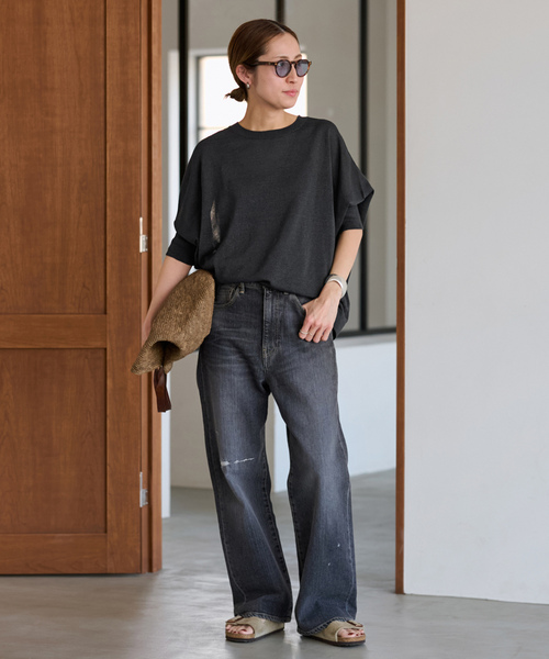 「FRAMeWORK」 7分袖ニット FREE ネイビー レディース_画像2