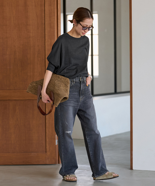 「FRAMeWORK」 7分袖ニット FREE ネイビー レディース_画像3