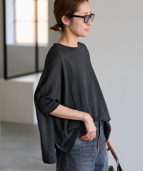 「FRAMeWORK」 7分袖ニット FREE ネイビー レディース_画像5