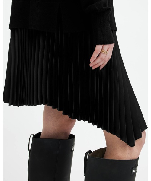 ALLSAINTS 2way ロング レース プリーツ ワンピース ニット ALLSAINTS（オールセインツ） ニットワンピース S ブラック レディース