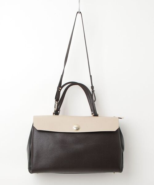 【美品】FURLA フルラ ボストンバッグ レザー 2WAY バッグ FURLA（フルラ） 2WAY ミニ ボストンバッグ ヴィーナス黒×アイボリー