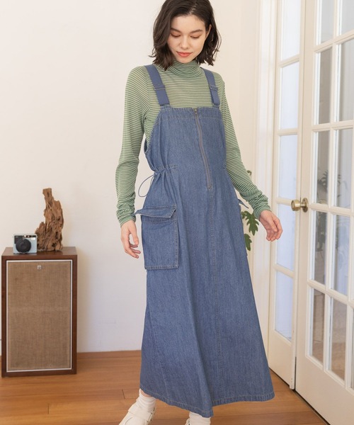 niko and…（ニコアンド） サロペットスカート MEDIUM グリーン