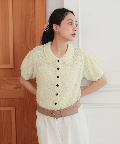 miette（ミエット） ニット セーター 襟付きファンシーヤーン半袖