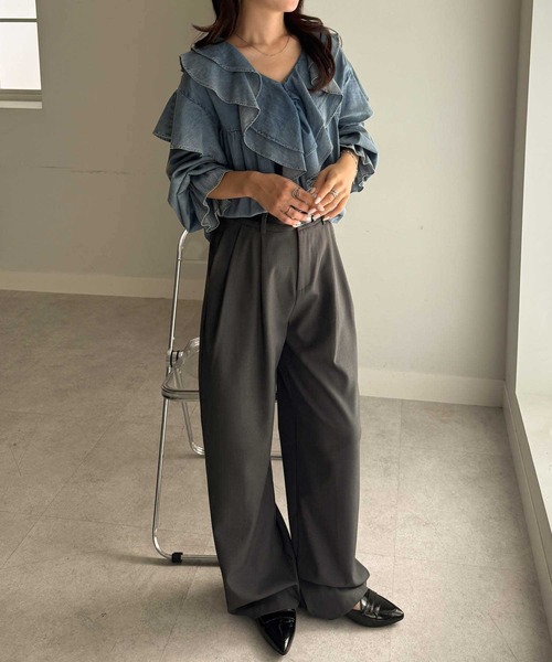 「RANAN」 長袖ブラウス L ネイビー レディース_画像7