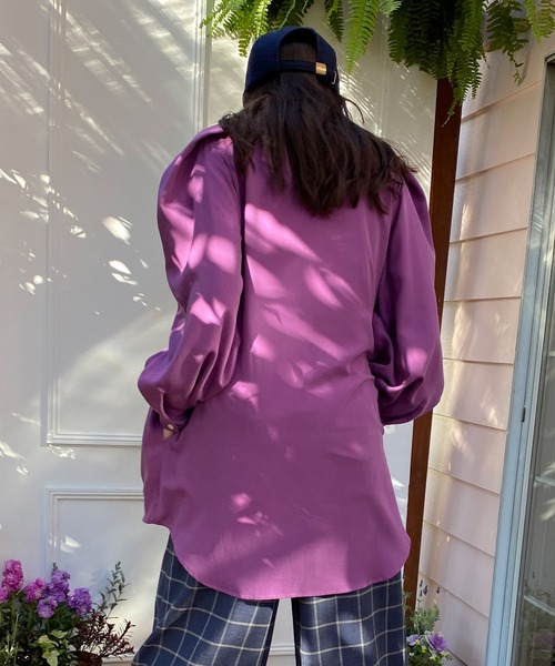 「AVIE」 シャツワンピース 38 パープル レディース_画像3