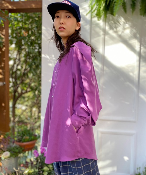 「AVIE」 シャツワンピース 38 パープル レディース_画像7