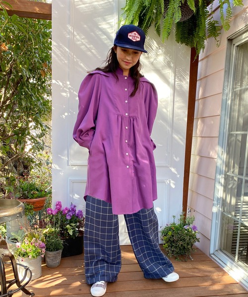 「AVIE」 シャツワンピース 38 パープル レディース_画像9