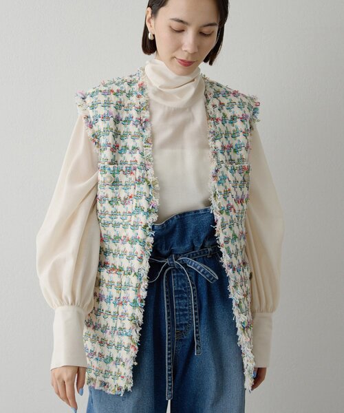 Whim Gazette（ウィム ガゼット） ベスト ジレ LINTONフリンジジレ