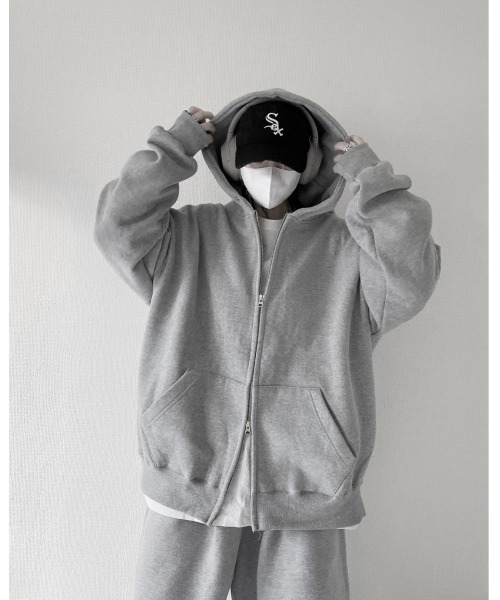 「YACA」 ジップアップパーカー FREE グレー レディース_画像8