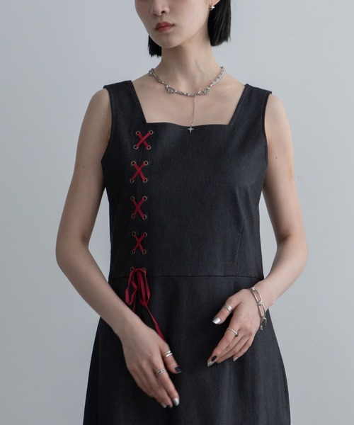 ブラックノースリーブワンピース one after another NICE CLAUP 「one CLAUP」 ノースリーブワンピース