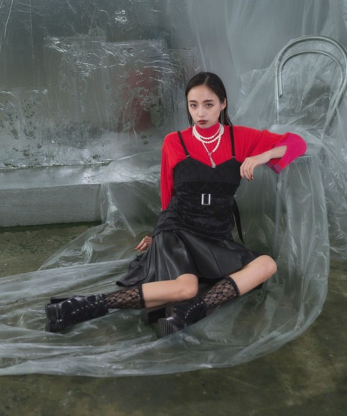 「HARE」 長袖ニット FREE ブラック×グリーン レディース_画像2