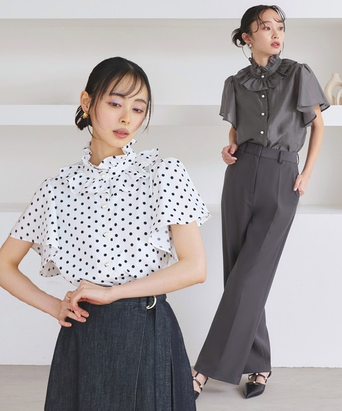 「RUIRUE BOUTIQUE」 半袖ブラウス L グレー レディース_画像2