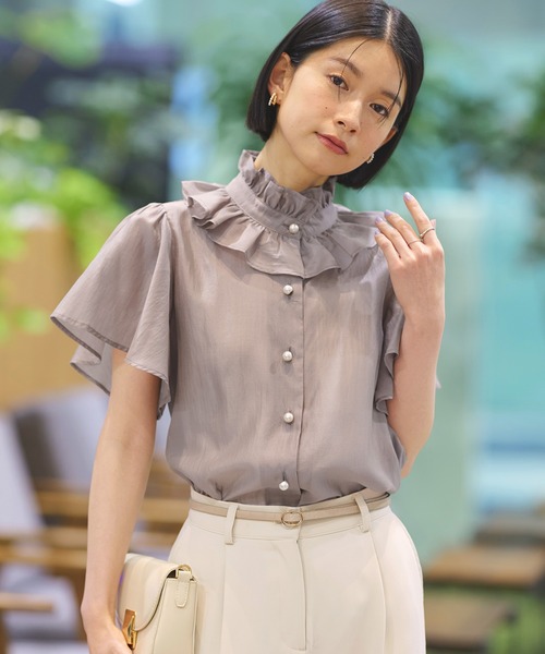 「RUIRUE BOUTIQUE」 半袖ブラウス L グレー レディース_画像5