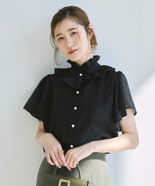 「RUIRUE BOUTIQUE」 半袖ブラウス L グレー レディース_画像7