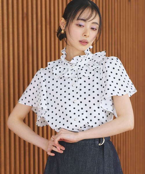 「RUIRUE BOUTIQUE」 半袖ブラウス L グレー レディース_画像9