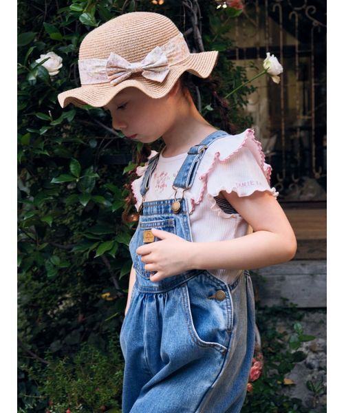 JAMIE KAY（ジェイミーケイ） tシャツ リブフラワー刺繍トップス