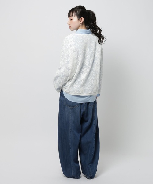 niko and…（ニコアンド） tシャツ フラワー刺繍ロングスリーブプル