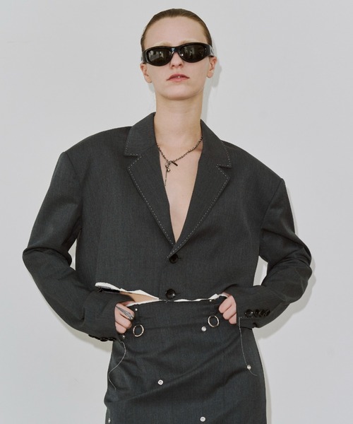ジャケット テーラードジャケット CUTOFF OVER JACKET/カットオフオーバージャケット レディースの画像