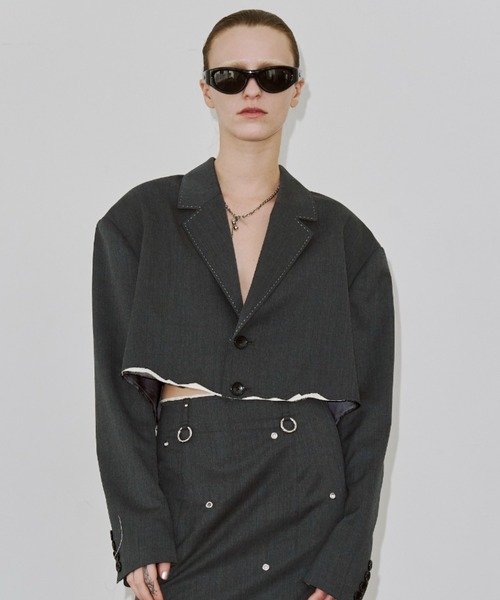 ジャケット テーラードジャケット CUTOFF OVER JACKET/カットオフオーバージャケット レディースの画像