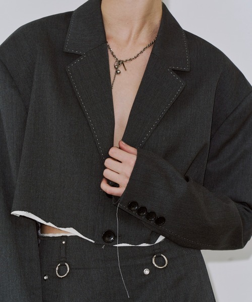 ジャケット テーラードジャケット CUTOFF OVER JACKET/カットオフオーバージャケット レディースの画像