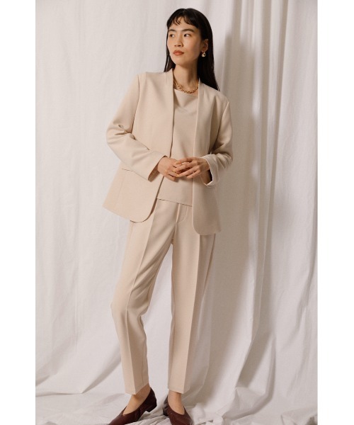 「crie conforto」 ノーカラージャケット MEDIUM グレイッシュベージュ レディース_画像2