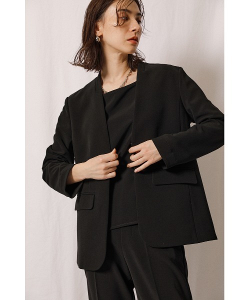 「crie conforto」 ノーカラージャケット MEDIUM グレイッシュベージュ レディース_画像3