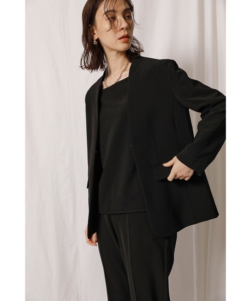 「crie conforto」 ノーカラージャケット MEDIUM グレイッシュベージュ レディース_画像5