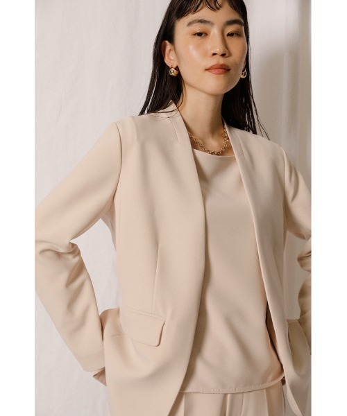 「crie conforto」 ノーカラージャケット MEDIUM グレイッシュベージュ レディース_画像6