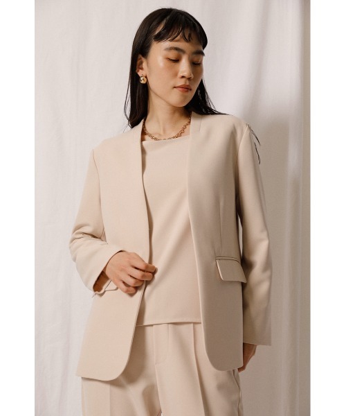 「crie conforto」 ノーカラージャケット MEDIUM グレイッシュベージュ レディース_画像7