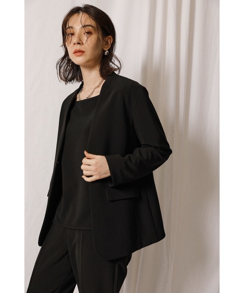 「crie conforto」 ノーカラージャケット MEDIUM グレイッシュベージュ レディース_画像9