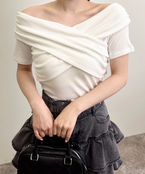 INGNI（イング） tシャツ 半袖 クロスオフショルトップス レディース