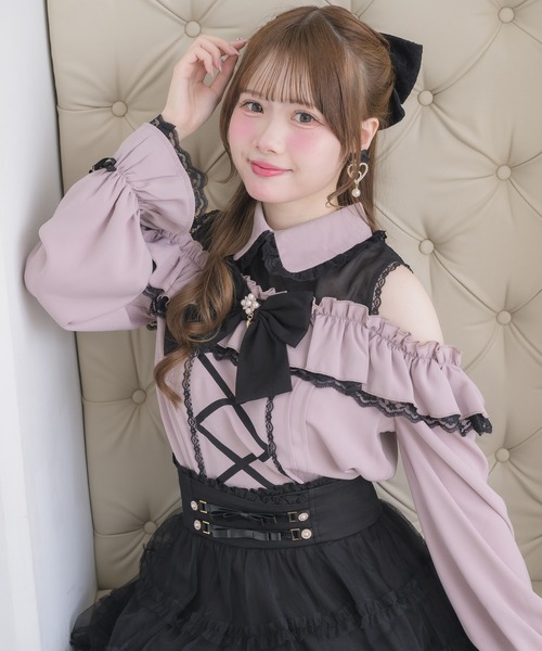 GAYA ブロックプリント　オープンカラーショートブラウス Shanti シャンティシャンティ プルオーバー シックブロック レディース