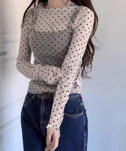 miniministore（ミニミニストア） tシャツ ドット柄シアートップス