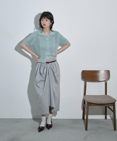 THE Yon スカート タックドレープデザインリブスカート : ZOZOTOWN