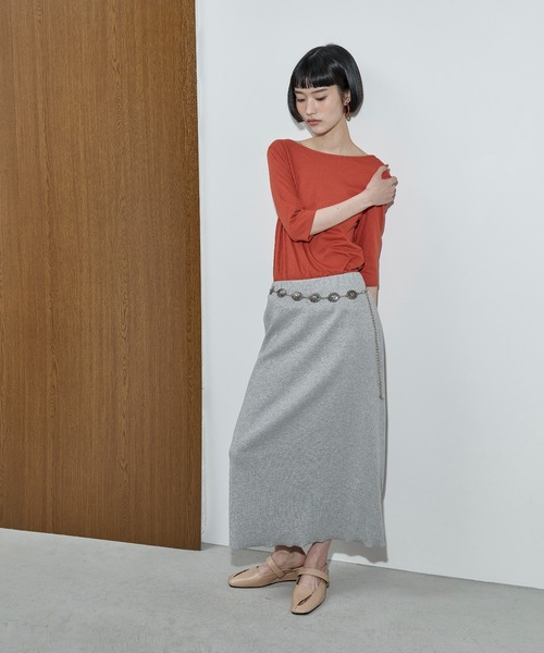 THE Yon スカート タックドレープデザインリブスカート : ZOZOTOWN