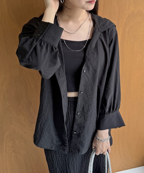 ikka（イッカ） ブラウス シャツ 「接触冷感／UVカット」シアー7分袖