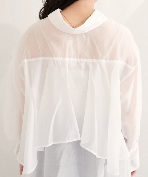 natural couture ブラウス シャツ 「sherbet line」接触冷感バック 