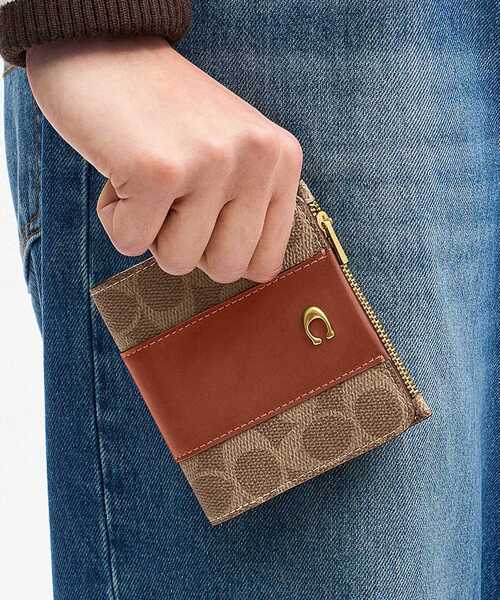 COACH 二つ折り財布 キャメルブラウン レザー COACH（コーチ） 二つ折り 二つ折り財布 財布 リサイクル シグネチャー