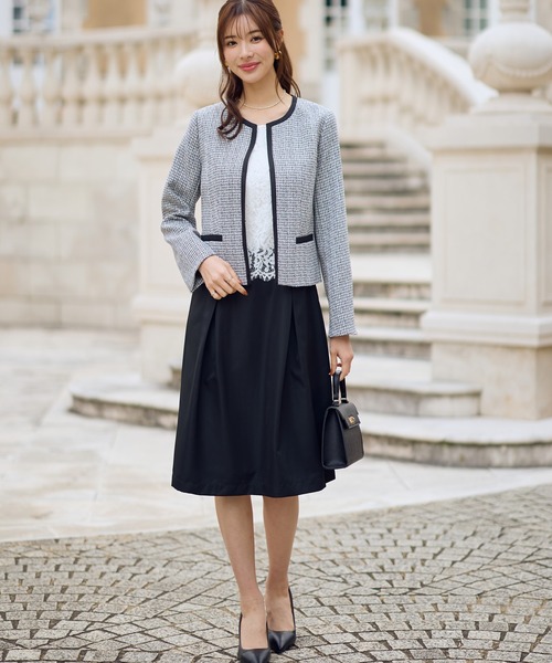 美品⭐︎MaxMara ツイード　ワンピース　スーツ　セットアップ ダブルボタンジャケット×ワンピースセットアップツイードスーツ