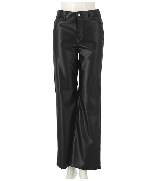ANAP（アナップ） パンツ フェイクレザーセミワイドパンツ レディース