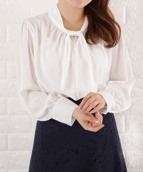 Lace Ladies ブラウス シャツ シフォンボウタイブラウス
