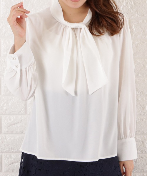 Lace Ladies ブラウス シャツ シフォンボウタイブラウス