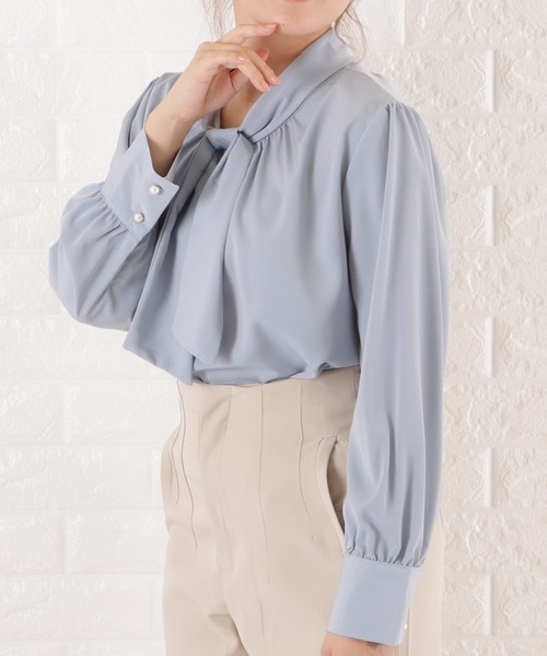 ブラウス シャツ 割繊シフォンボウタイブラウス レディース 割繊シフォンボウタイブラウス(ブラウス・シャツ)｜TOPS