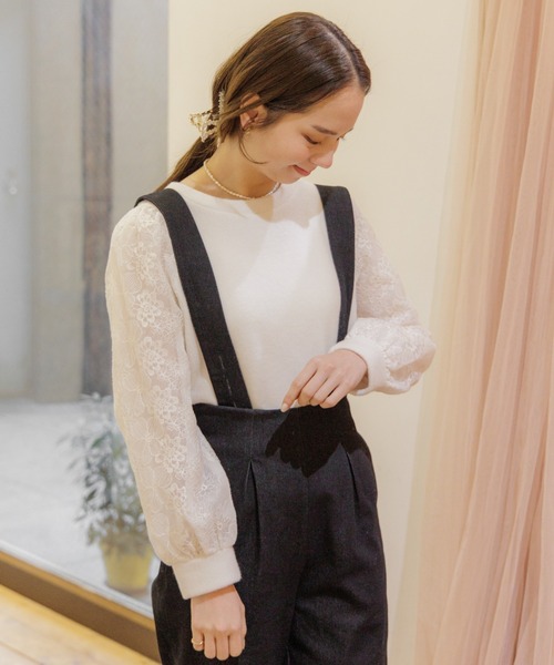 flower サロペット オーバーオール バックリボンサロペット レディース