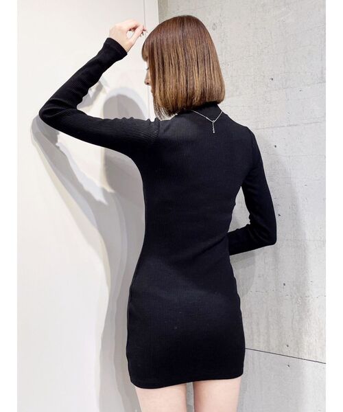 即日発送！GYDA BACK TWISTオフショルテレコタイトワンピース　BK GYDA ワンピース テレコタートルタイトワンピース レディース