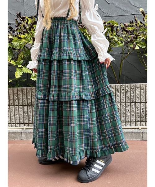 WC ロング スカート 「ベストセラー」チェックティアードロング