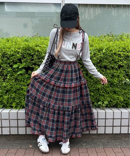 WC ロング スカート 「ベストセラー」チェックティアードロング